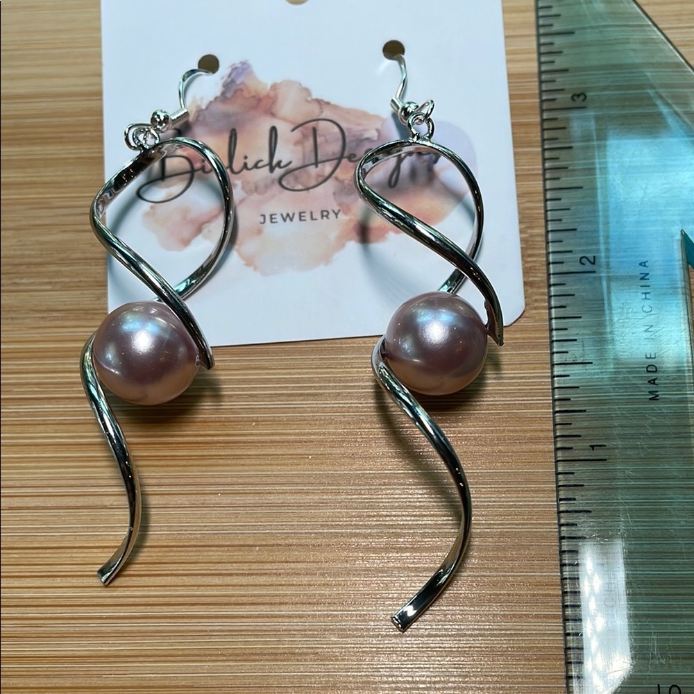 Purple and Silver Twisted Drop Earrings